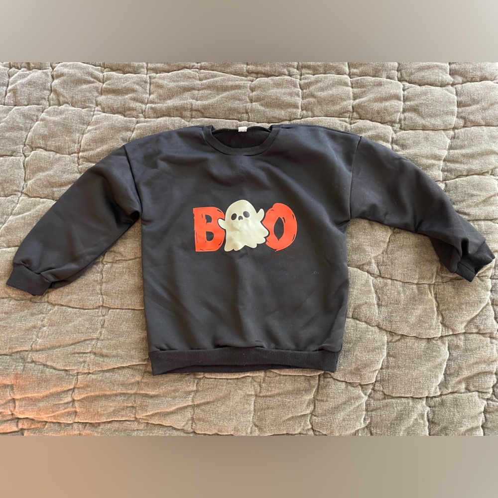 Black Sweatshirt with Ghost and Boo Design